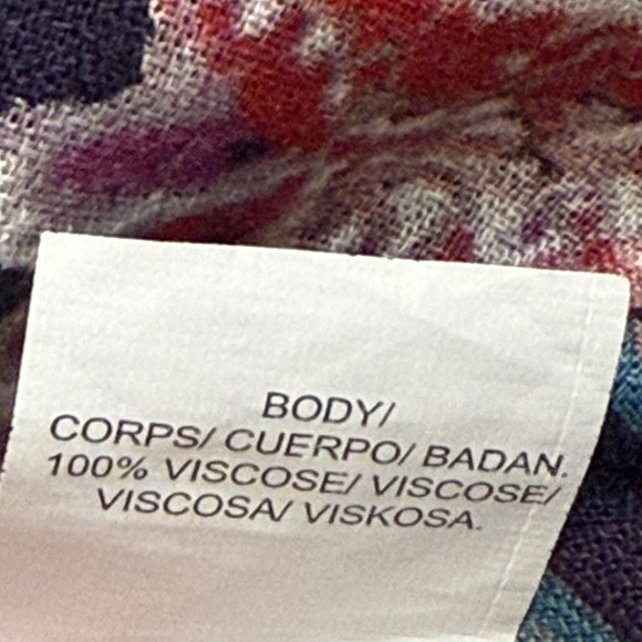 Lucky Brand Floral Print‎ Blouse Tassel V Neck Long Sleeve Top Sz S Boho Y2K 90s - Picture 4 of 14